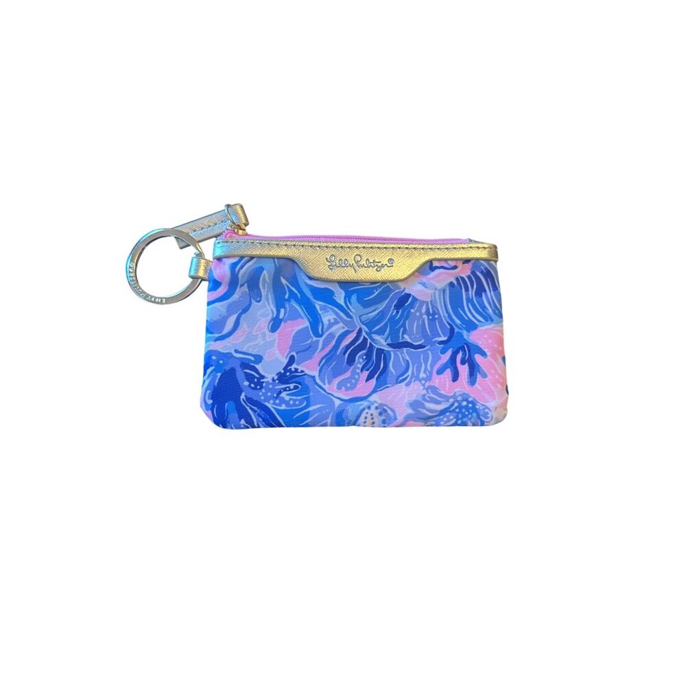 Lilly Pulitzer ID Coin Pouch Wallet Card Holder With Key Ring